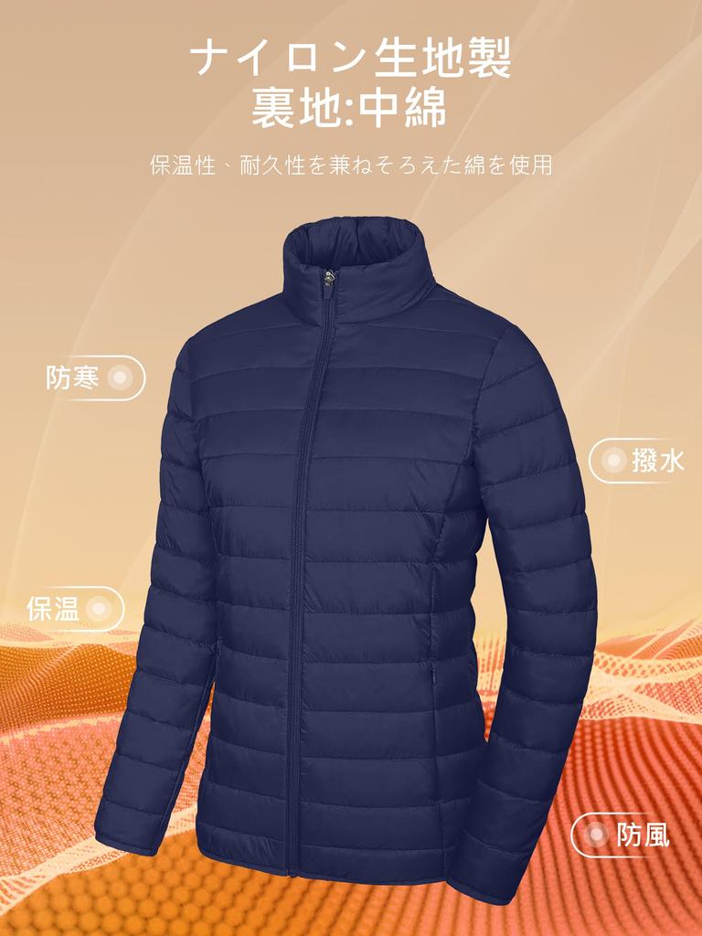 KEFITEVD Winter Padded Inner Warm Outerwear with Thick Blouson for and Size 3XL Women's Jacket, Jacket, Stand-Up Collar, Golf, Hiking, Camping, More,