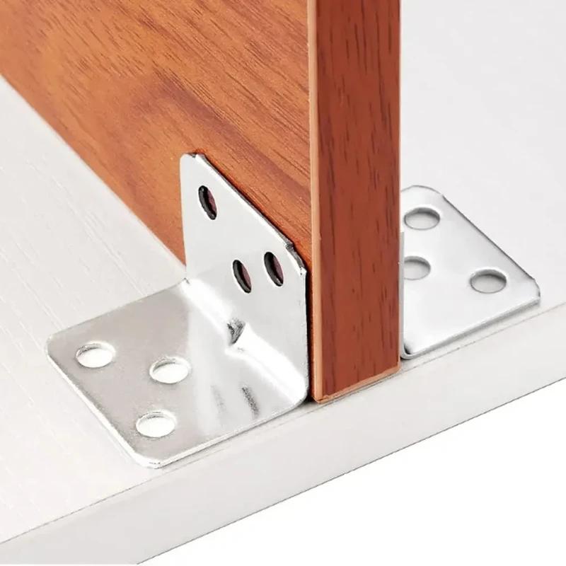 10 PCS + Matching wire Stainless Steel Corner Brackets 90 Degree Right Angle Fixed Bracket for Wood Furniture Bedframe Angle