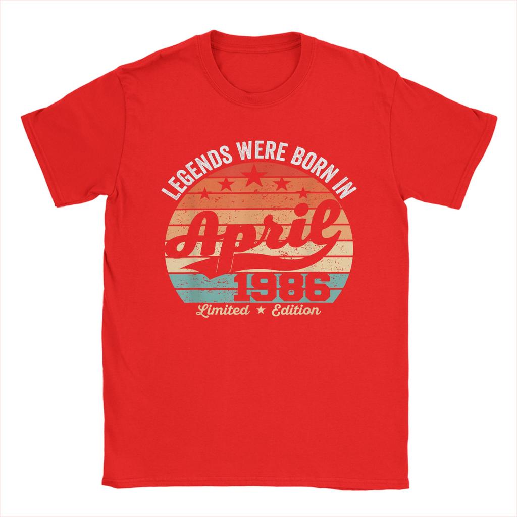 Mens TShirts Vintage 40th Birthday Legends Were Born In April 1986 Cotton Tee Shirt Short Sleeve T Shirts O Neck Tops Classic
