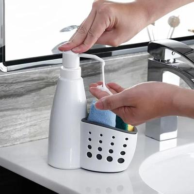 Dispensador 2 en 1 y Caja de Almacenamiento Contenedor Multifunción para Detergente Líquido Escurridor para Esponja Soporte para Jabón Estante