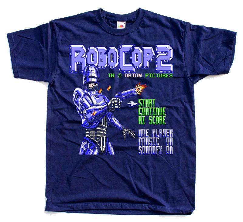 Robocop 2 Startbildschirm NES Spiel T-Shirt DUNKELBLAU S-5XL ALLE GRÖSSEN NEU!!!
