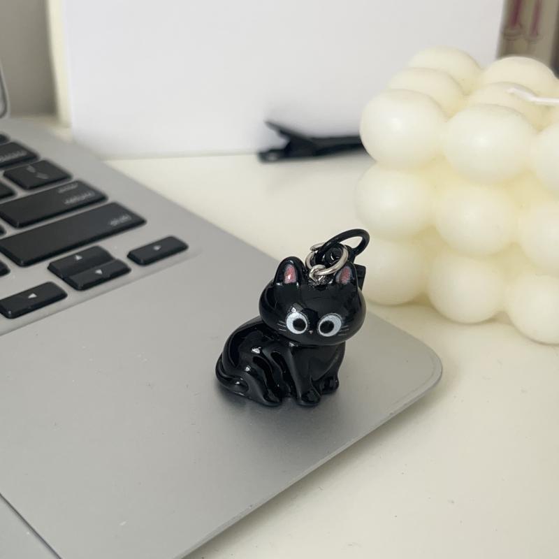 1 Piece Q Cute Big-Eyed Cat Star Keychain Black Cat Pendant Cartoon Girlfriend Small Gift Bag Decoration Diy Accessories