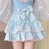 Vintage Harajuku Lolita Style Mini Skirt Women Kawaii Polka Dot Bow Lace Cake Pink Skirt Gothic Cute Sweet Schoolgirl Y2k Skirts