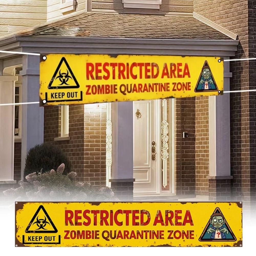 Zombie Themed Halloween Warning Sign 2D Flat Haunted House Decor  For Yard Decor