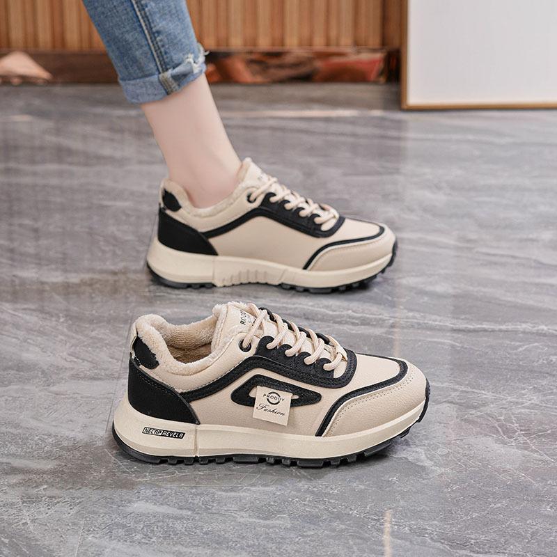 Winter new velvet cotton sneakers ins soft sole non-slip casual warm cotton shoes A