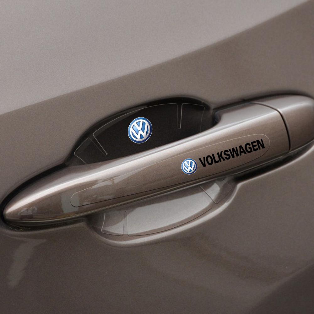 4/8Pcs Car Accessories PVC Door Handle Protective Stickers For Volkswagen Golf Caddy Passat CC Lavida Sagitar Scirocco Tiguan CWT1