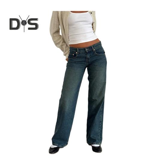 Pantalones de Mujer con Bolsillos Cintura Baja Rectos Pierna Ancha Cierre de Botón y Cremallera Pantalones Largos para Uso Diario Viajes