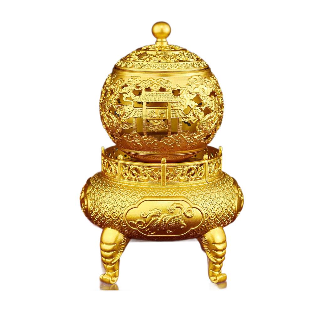 Brass Qiankun Divine Beasts Incense Burner - Fortune Buddha Ornament for Home or Office.