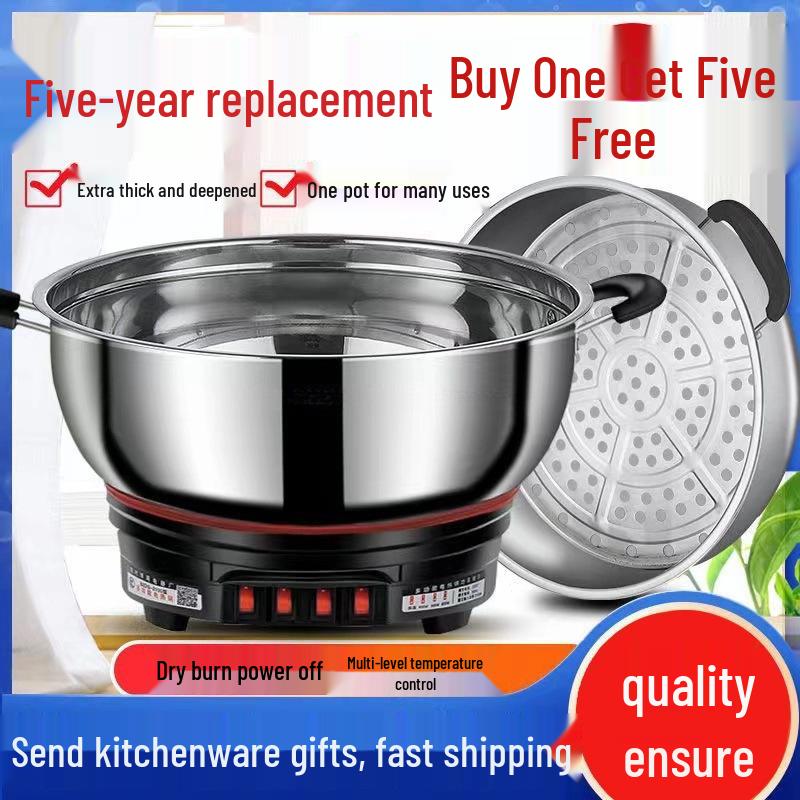 Multifunctional Electric Hot Pot & Wok – Large Capacity Stainless Steel for Stir-Fry, Steaming, Boiling, Stewing
