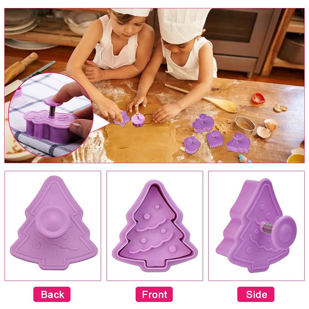 8 Pcs Christmas Cutters Biscuit Cutters Plastic Cutters Children"s  Stamp Festival Cutter Set for
