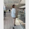 Women's Oversized White Long-Sleeve Cotton Split-Hem T-Shirt - Autumn Loose Fit