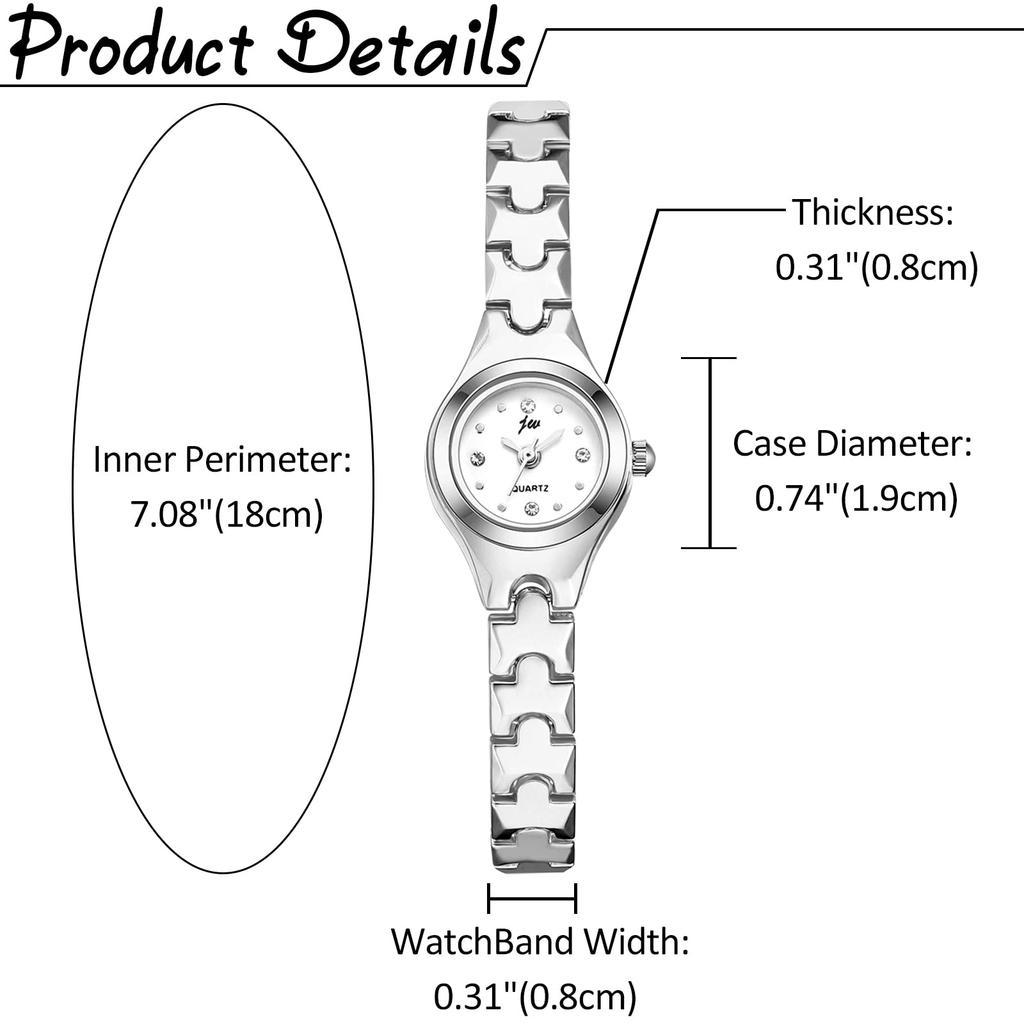 Popular, stylish, and cute women's bangle watch bracelet with analog display, small dial, waterproof quartz movement, and silver finish. A great gift