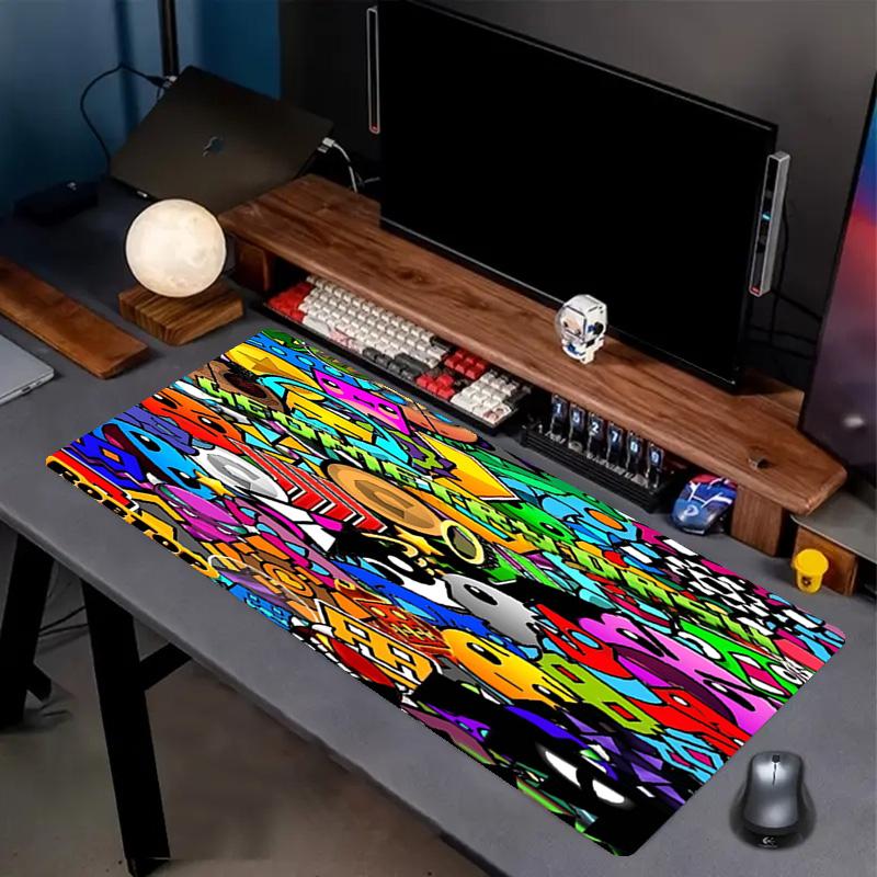 Geometry Dash Print Mouse Pad, Anti‑Slip Desktop Keyboard Mat, for PC Laptop Gaming Working Daily Use, Cool Festival Surprise Gift