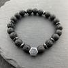 New Men's Black Hematite Crown Bracelet 8mm Volcanic Stone Bracelet