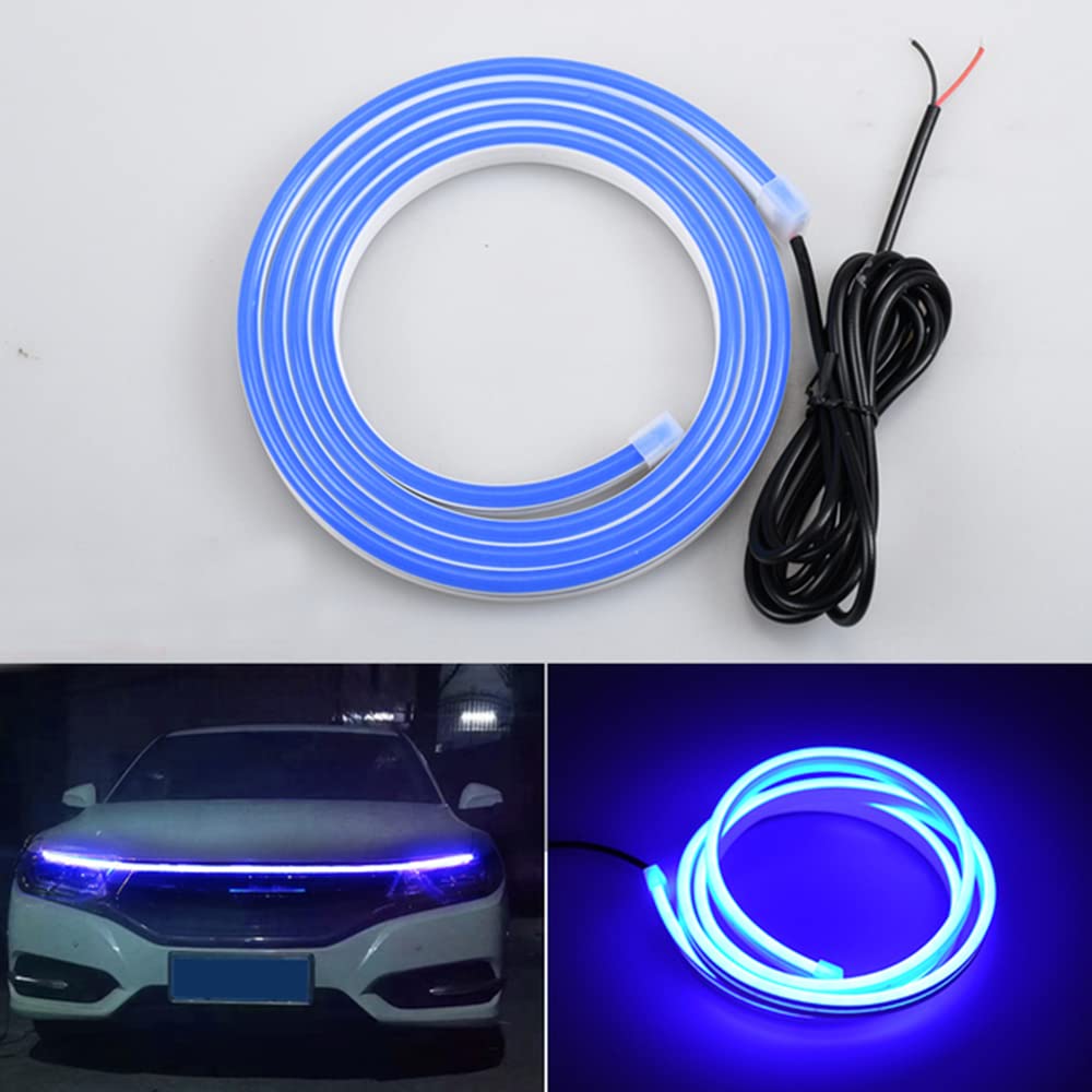 12V Flexible Car Hood Decorative Light Strip Daytime Running Light Scan Waterproof DRL LED Strip Auto Ambient Atmosphere Lamp