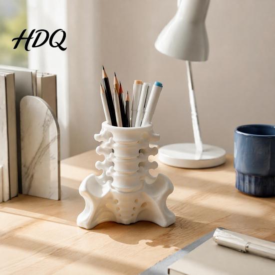 Unique Office Accessories Simulated Spine Pen Holder Creative Skeleton Desktop Organizer Durable Novelty Container PLA 3D Printed Anatomy