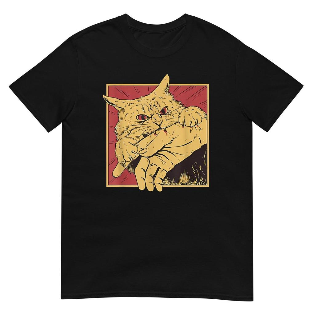 Cat Bite Anime Shirt, Cute Graphic Tee with Playful Cat Design, Perfect Casual Wear for Anime Fans, Gift for Cat Lovers