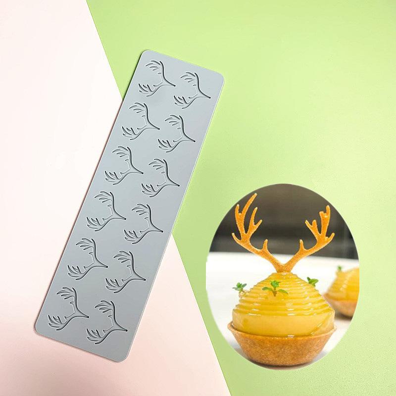 Dutý motýl, voština, cukr, obracející se krajková podložka, DIY jelení paroh, čokoláda, tenký křupavý dort, dekorace na pečení, silikonová forma