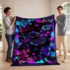 Graffiti-style Doodles with Neon Splatters and Chaotic Text Elements. for All Seasons Blanket Lunch Break Throw Gift