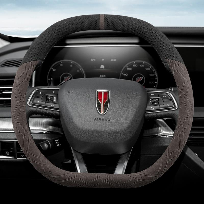 

Для FAW Hongqi Hs5/Hongqi Hs7 2019-2026 Противоскользящая Дышащая Ультратонкая Замшевая Автомобильная Накидка на Руль Двойной D-образной Формы