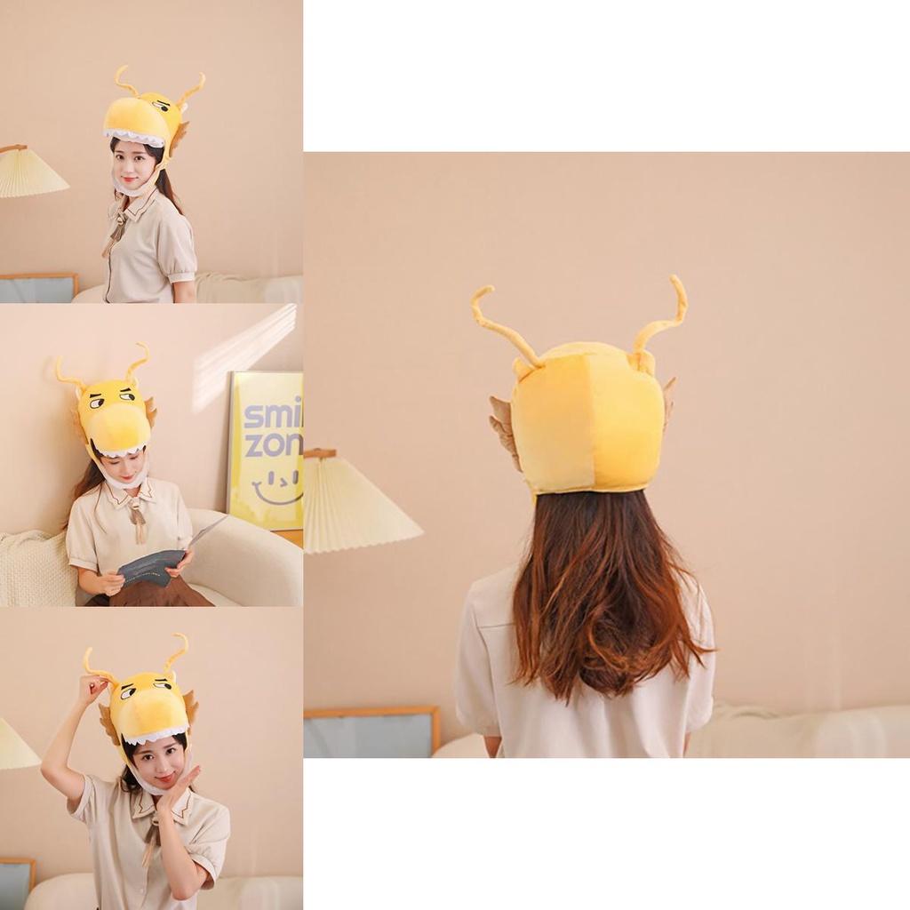 Wholesale Golden Dragon Head Hat For Photography Props And Performance Cartoon Style Plush Hat Year Mascot)