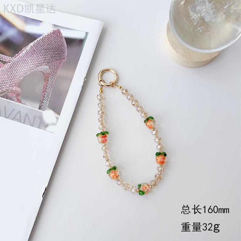 Persimmon Wish Crystal Beaded Phone Strap New Chinese Style Wrist Strap Short Fashion Internet Celebrity Pendant Wholesale for Women