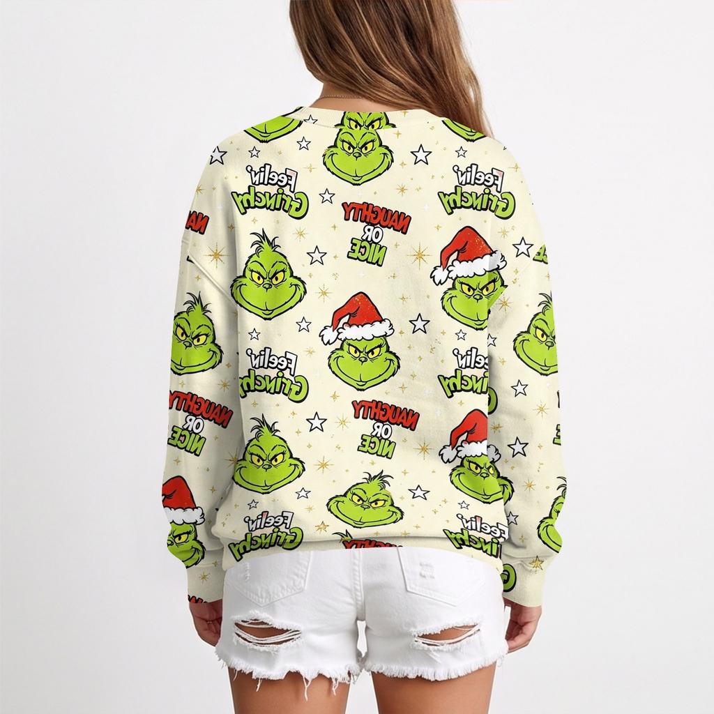 Women's Casual Christmas Print Neck Pullover Sweatshirt
