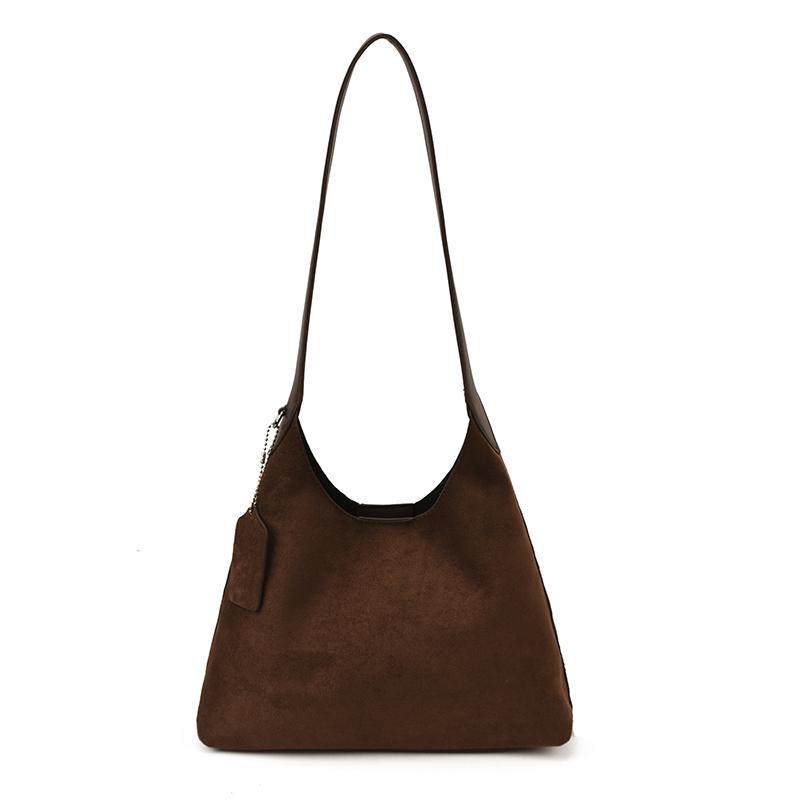 2025 Winter New Solid Faux Suede Hasp Simple Versatile Shoulder Bags Classic Classic Style Commute Portable Handbags for Women