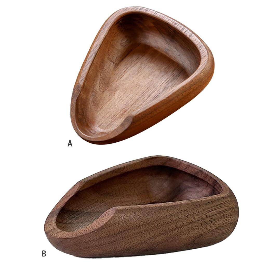 Wooden Coffee Bean Dosing Bowl With Small Spoon Rest Natural Walnut Wood For Coffee Dosing Cup