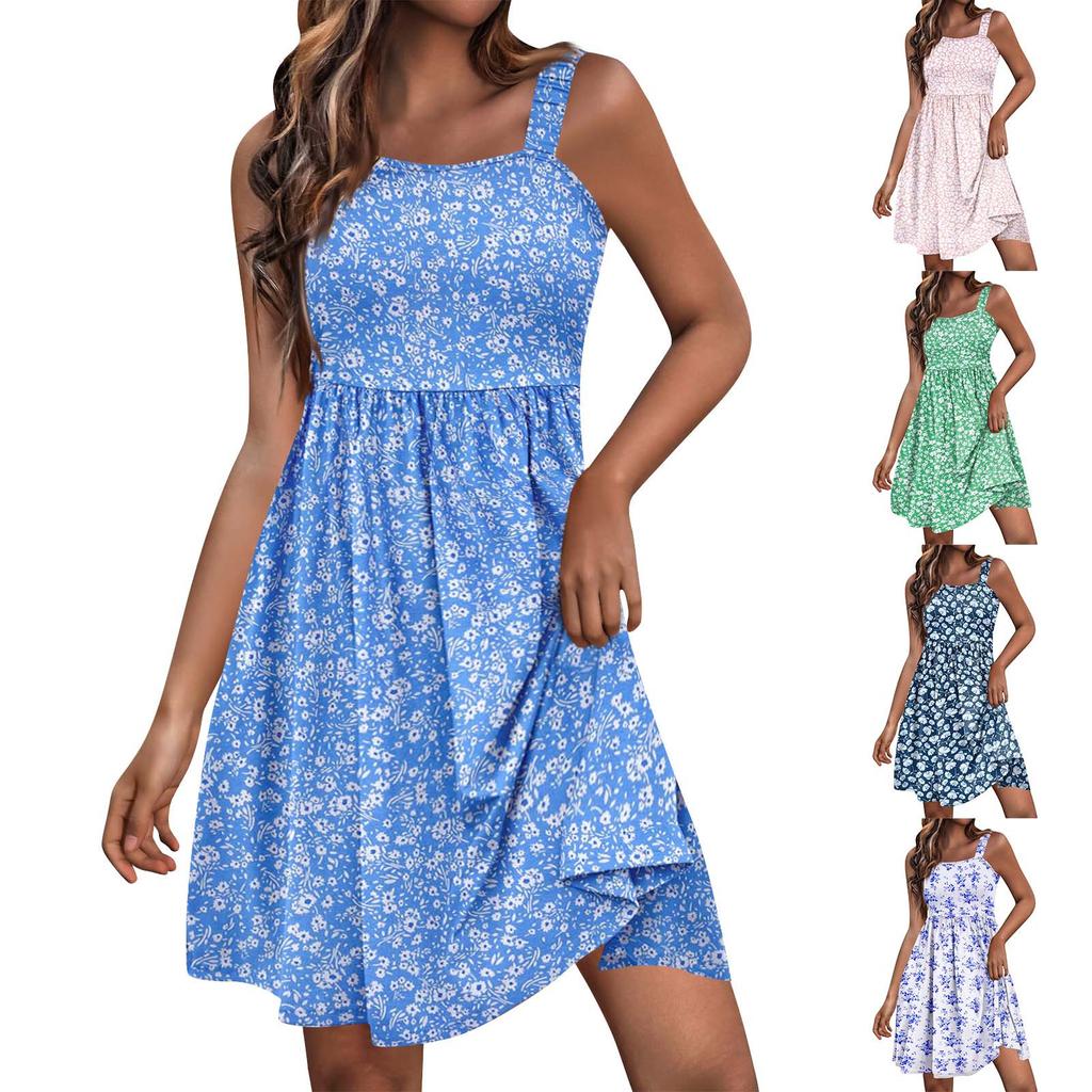 Vestido informal de verano para mujer, con escote cuadrado y