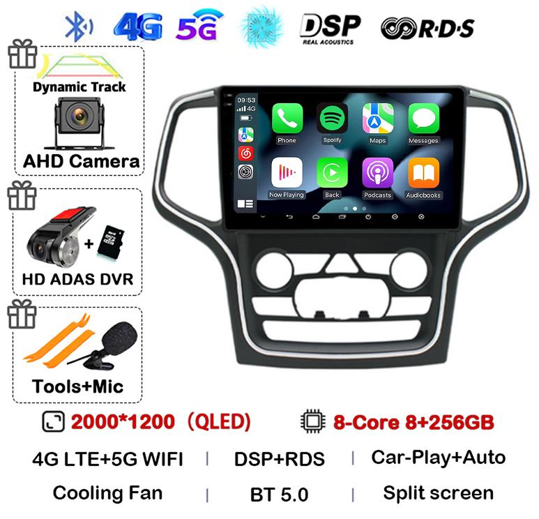 Android 14 Wireless Carplay Auto 4G+WIFI For Jeep Grand Cherokee WK2 2014-2017 Navigation GPS Car Radio Multimedia Video Player