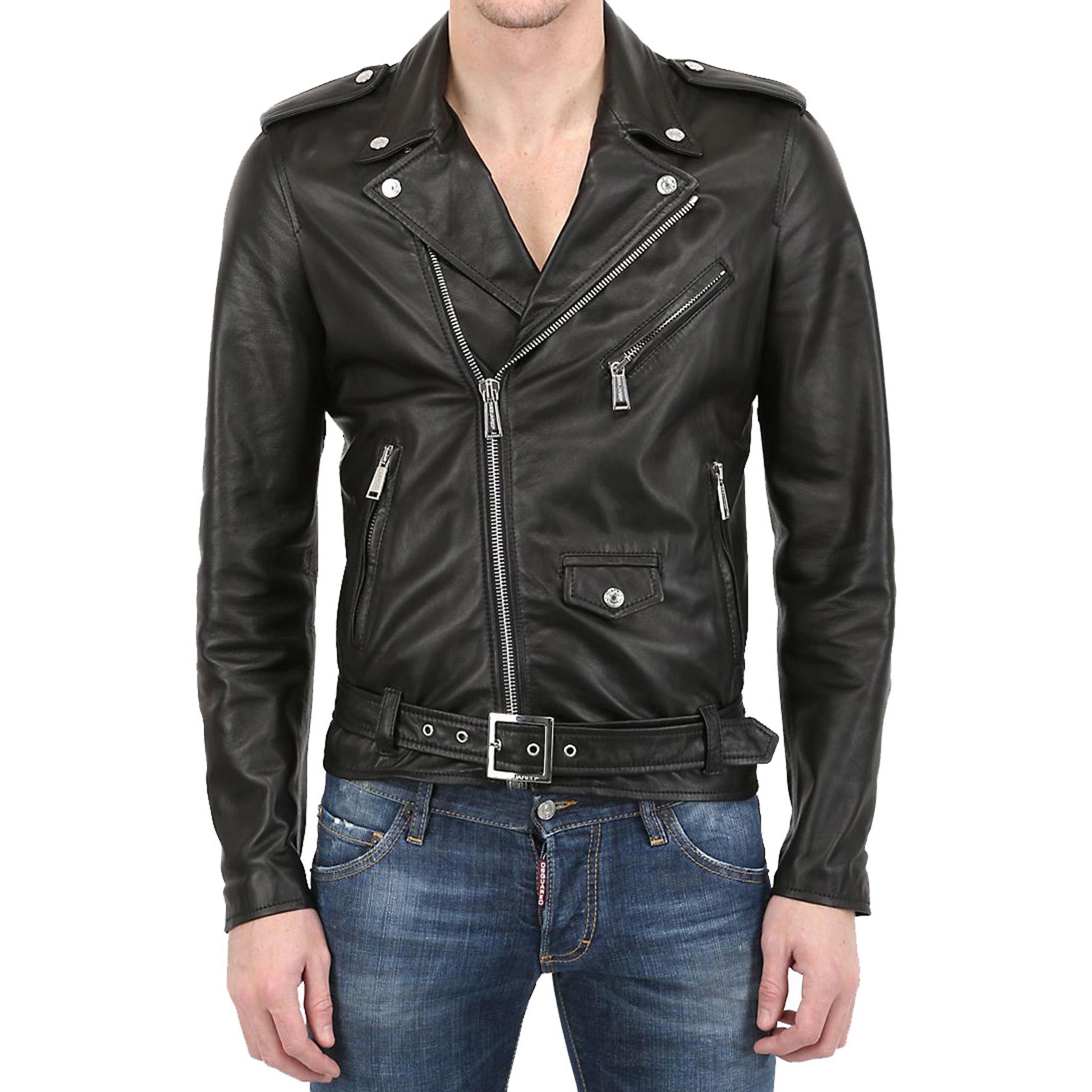 

SkinOutfit Men s Genuine Lambskin Black Leather Jacket Stylish Motorcycle Bomber Biker Outerwear MJ 112 XS чорний