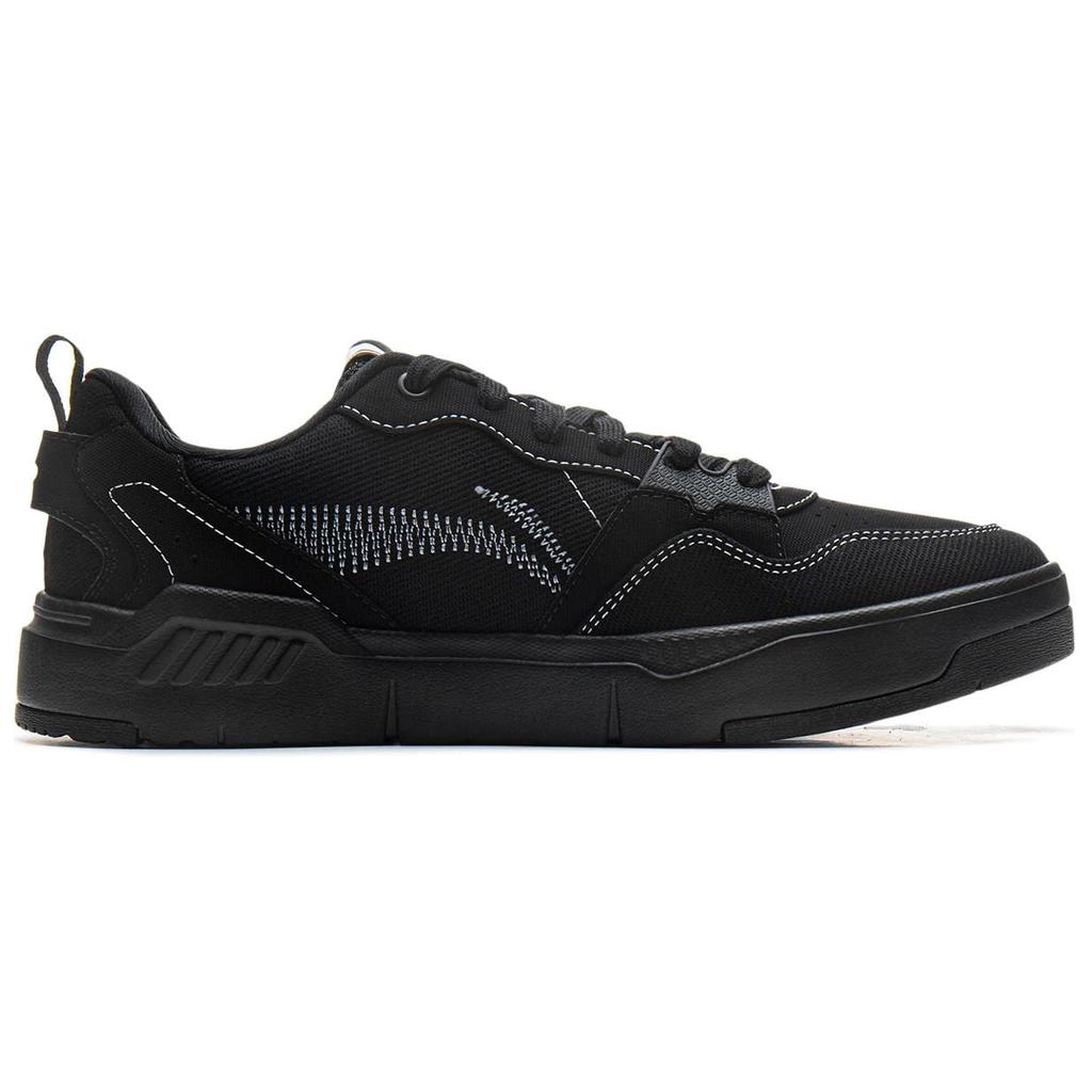Li Ning Original Era Textile, Synthetic Leather Low Top Skateboard Shoes Men's Black AGCU337-5