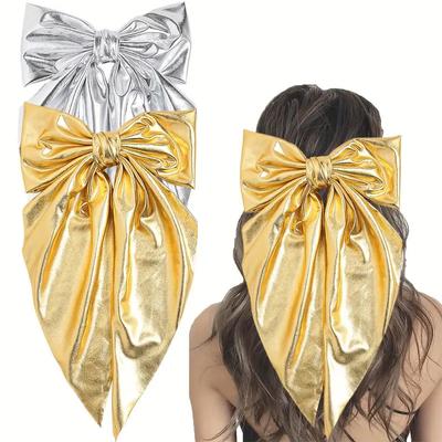 Elegant Long Big Bow Float Satin Clips Back Head Hair Clip for Women Internet Red with The Same Temperament Hair Accessories