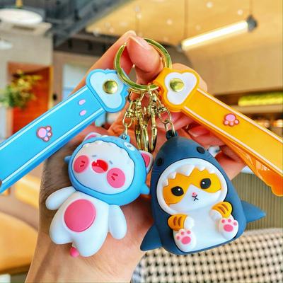 Internet Celebrity Shark Cat Keychain Cute Shark Cat Doll Pendant Car Schoolbag Keychain