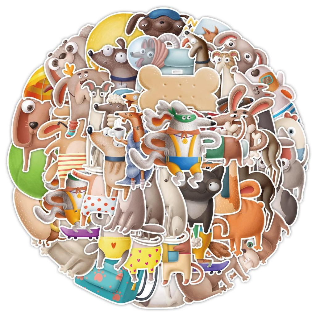 50PCS Cute Cartoon Puppy Stickers: Waterproof Decorative Decals for Phone, Tablet, Laptop, and Refrigerator
