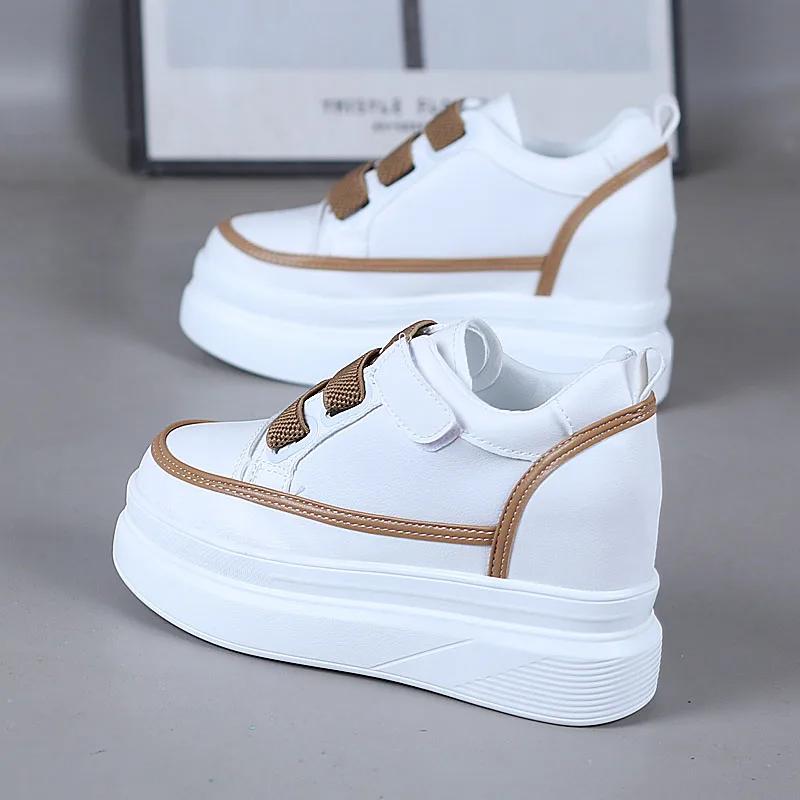 Fashion 2025 Spring Women's High Heels 9 Cm Thick Base Sneakers New Autumn and Winter Fashion Casual Shoes Black White 34-40