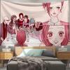 Punk Rock Band Anime Tapestry Wall Hanging Red Yellow Manga Electric Guitar Aesthetic Wall Art Dorm Room Decor