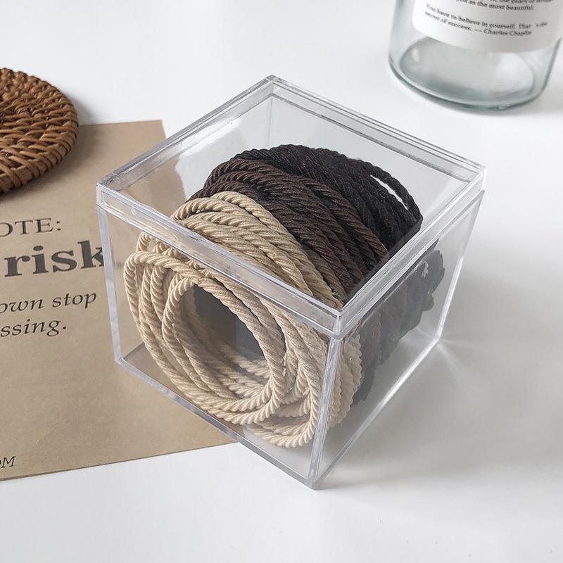 50Pcs Boxed Threaded Coloured Hair Rings High Elasticity Rubber Bands Headband Ponytail Holder Bands Kids Hair Accessories