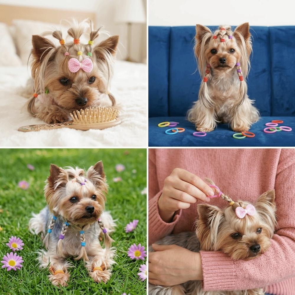 No Hurt High Elastic Pet Hair Bands Anti-Oxidant Colorful Cat Grooming Elastics Soft Thin Dog Braiding Ties Long Haired Pets