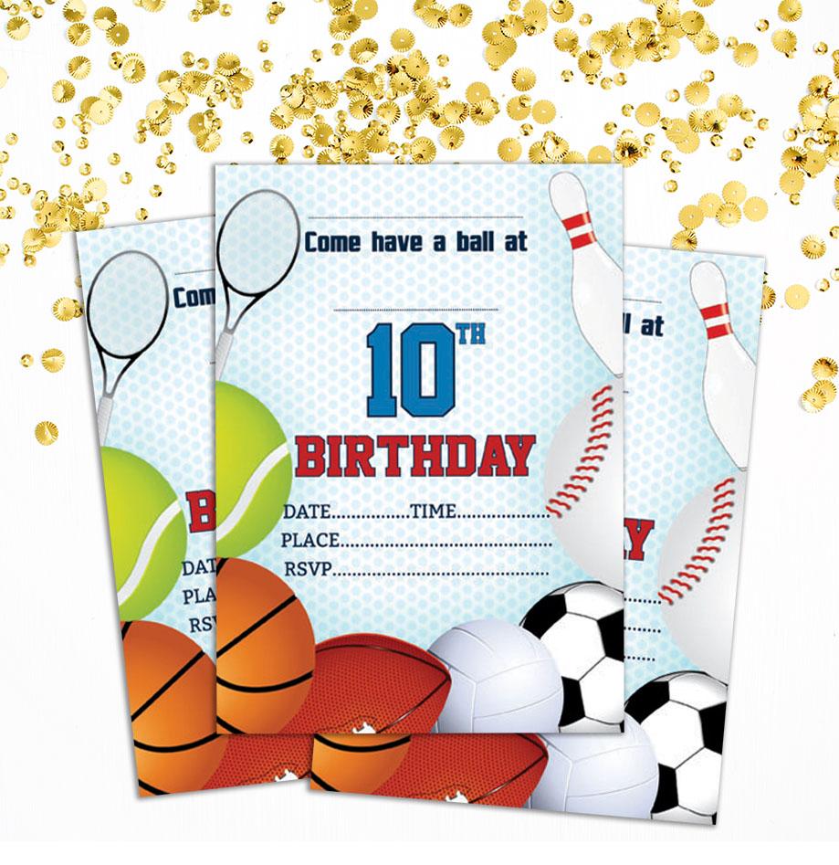 Darling Souvenir Blue Birthday Invitation Card 28 Pcs Fill or Write In Blank Invites Printable Party Supplies 5 X 7 Inches