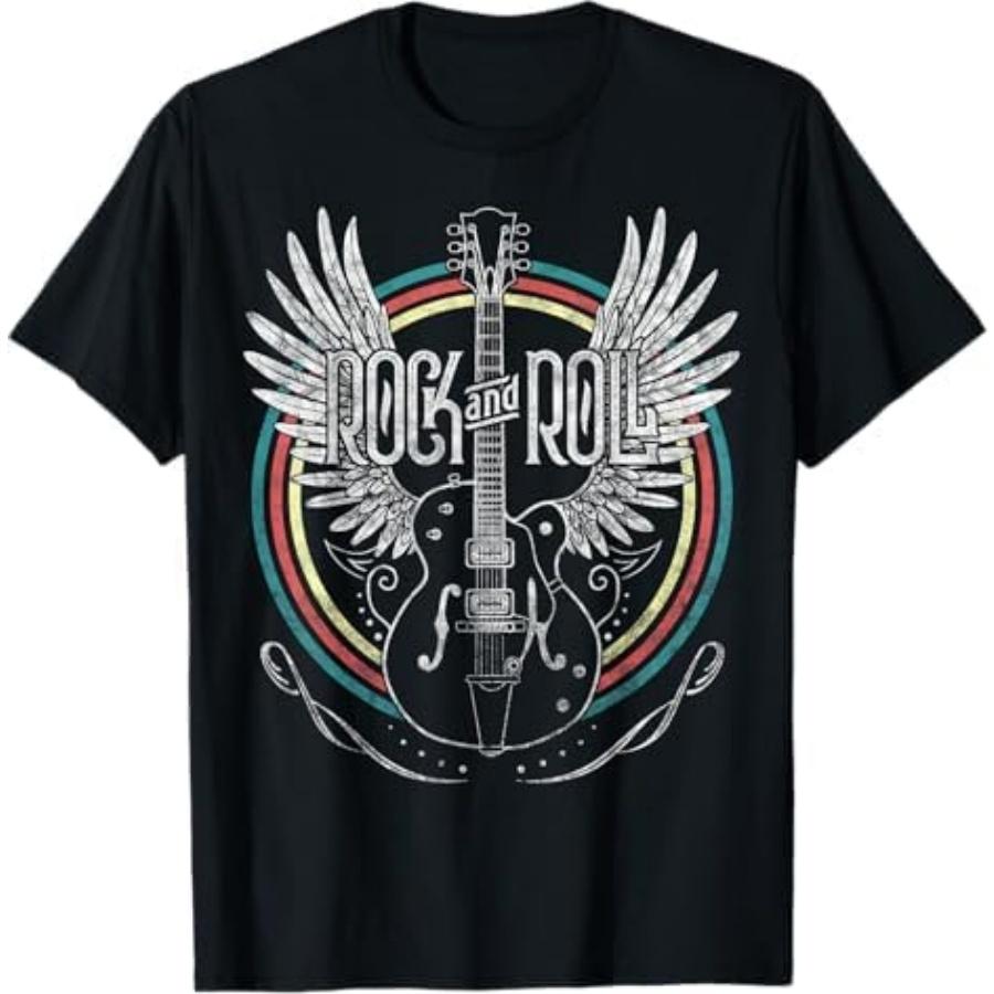 

Rock & Roll Music 80s Vintage Retro Style Guitarist Wings T-Shirt VCA Mens Womens Tank Top Sweatshirt Hoodie Black XXXXXL різнокольоровий