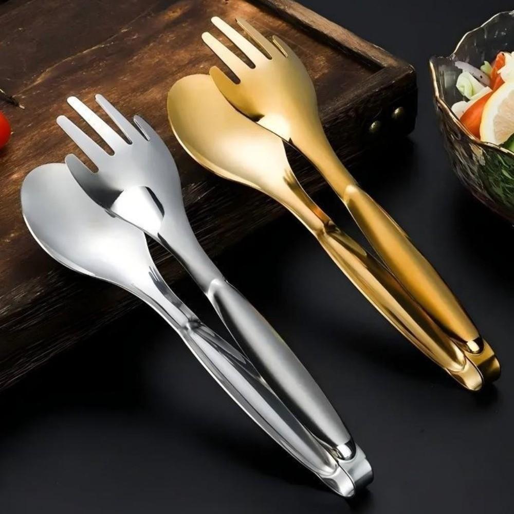 Non-Slip Stainless Steel Salad Tongs Multi-function Barbecue Tongs Food Tongs Camping