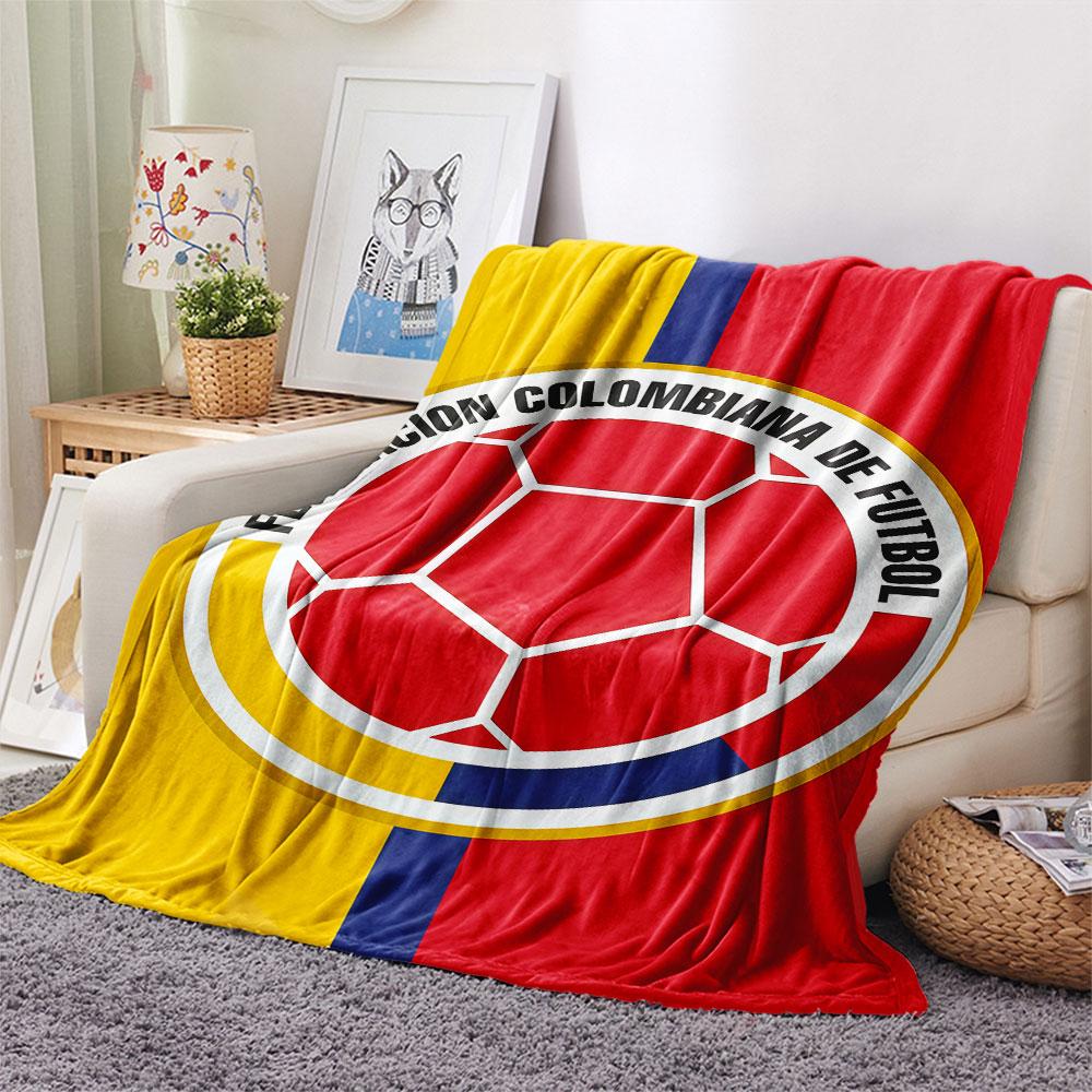 Colombia football Printed Flannel Blanket, soft throw for bedroom sofa, washable,soccer fan merchandise, great gift.
