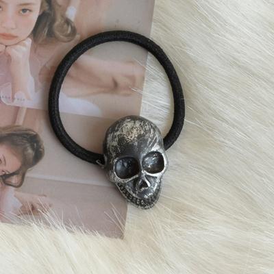 Skull Hairband Female Ponytail Holder Goth Hair Decors Halloween Party Hair Rope