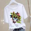 Butterfly and Floral Base Layer Tshirt A Popular FeUnisex Commuter Instagram Summer Printed Shortsleeved Roundneck Tshirt