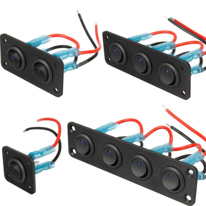 12V 1-4 Gang Universal Toggle Switch Panel USB Car Boat Marine RV Truck Blue LED Styling Accessories Marine Rocker Switch