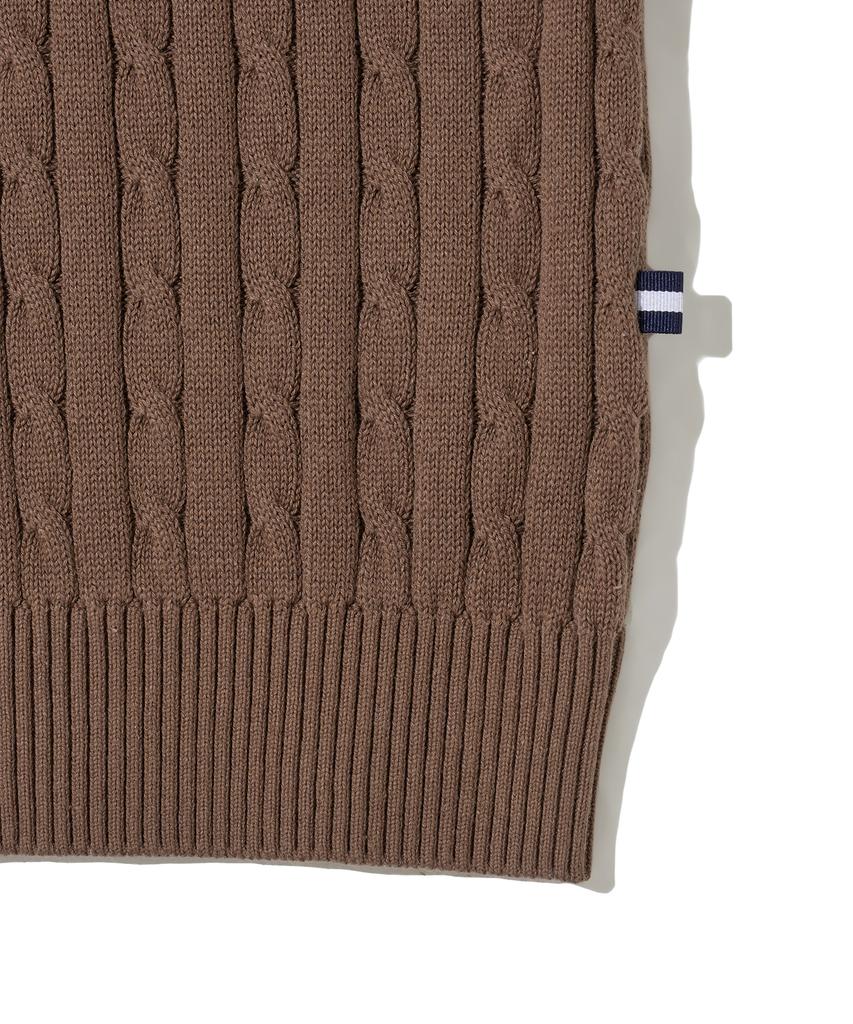 YALE Y Logo Cable Round Knit Brown
