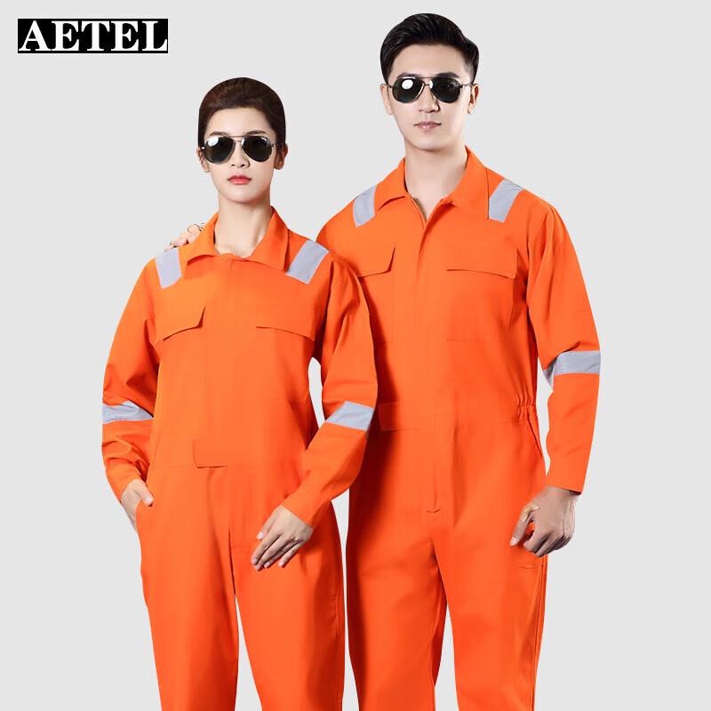 AETEL Pure Cotton Long Sleeve Work Coverall with Reflective Strips