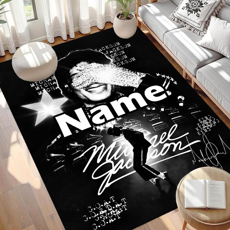 Custom Name Personalized Michael Jackson Print Carpet, Versatile Home Decor Rug, for Playroom, Apartment, Balcony, Entryway, Hallway Gift